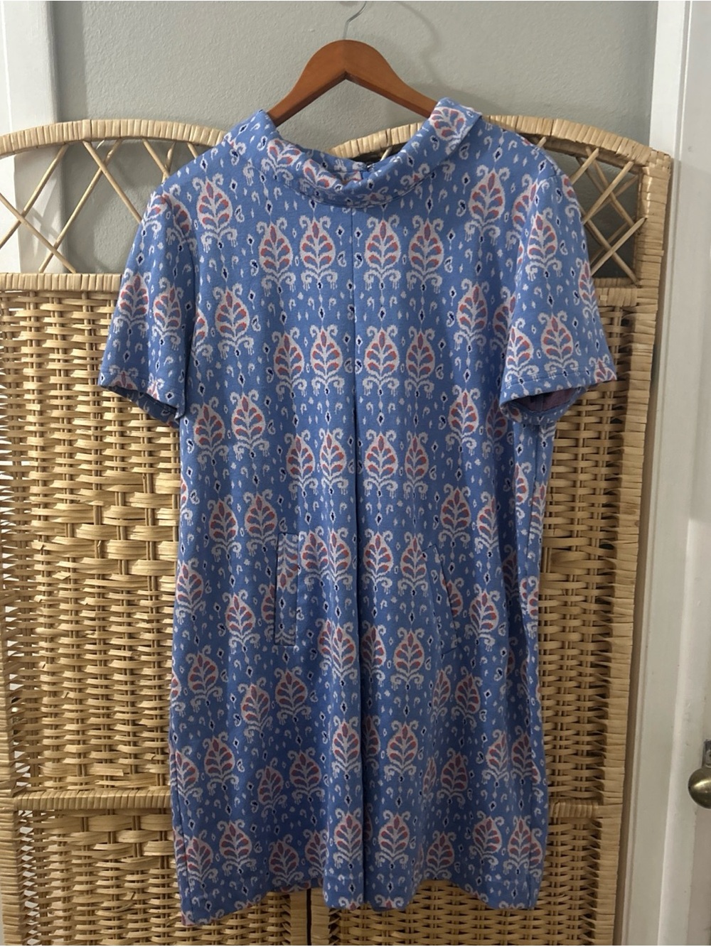 Tyler Now Print Cowl Neck Shift Dress Pockets Size XL